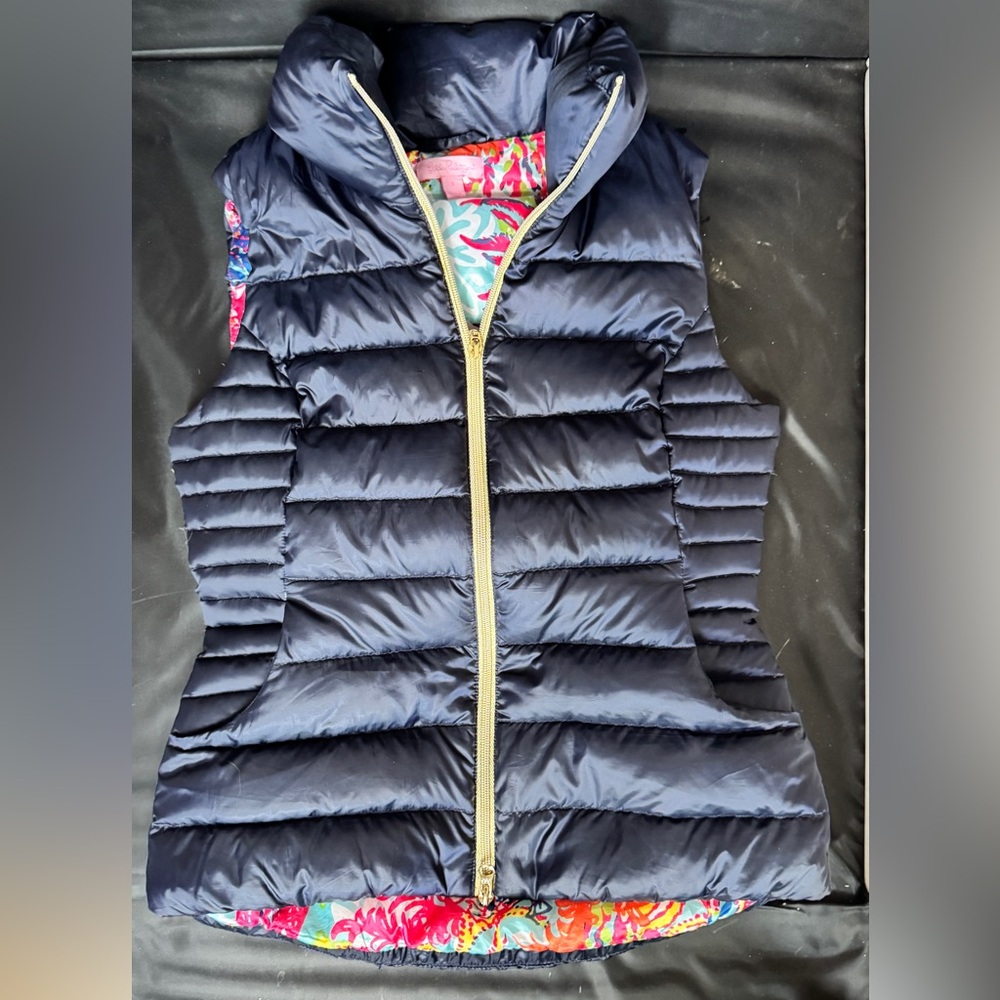 Lilly Pulitzer Navy Puffer Vest